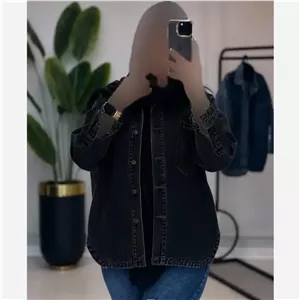 کت جین بلند زنانه فری سایز مناسب 38 تا 46 در رنگبندی مشکی و آبی