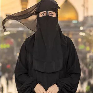 پوشیه دولایه نقاب دار مشکی