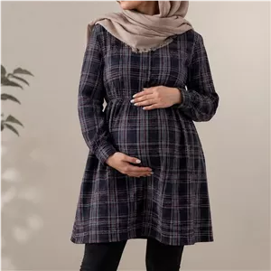 شومیز بارداری لینن مانتو بارداری لینن چهارخونه مانتو شیردهی