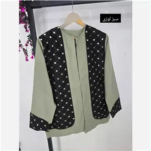 مانتو نگارین کتان خرجکار جواهر دوزی سایز دو کرم دایره (دور سینه 117cm)