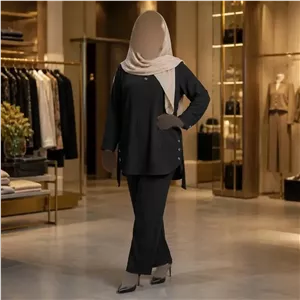 تونیک زنانه بغل دکمه کبریتی مشکی فری سایز 40 تا 52