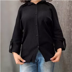 مانتو کراش یقه مردانه پشت پلیسه (زنانه)