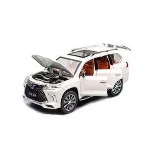 اسباب بازی ماشین فلزی لکسوس Lx570 دودزا موزیکال چراغدار ماکت ماشین فلزی لکسوس سفید