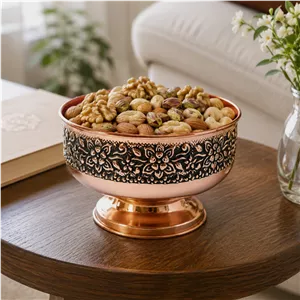  آجیل خوری مسی مدل قلم زنی رزنگار کد ZH441 صبا مس زنجان 