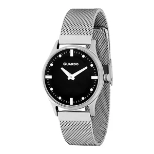 ساعت مچی زنانه گواردو مدل GUA11712-2 بند استیل نقرهای صفحه مشکی 39mm