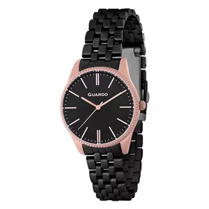 ساعت زنانه گواردو B01095-8 38mm مشکی استیل کوارتز رزگلد با بند استیل و شیشه معدنی