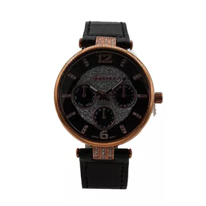 ساعت مچی عقربه ای زنانه گواردو مدل GUA14091-9بدنه استیل رزگلد، صفحه مشکی 38mm، بند چرم طبیعی، موتور کوارتز