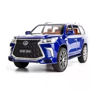 اسباب بازی ماشین فلزی لکسوس Lx570 دودزا موزیکال چراغدار ماکت ماشین فلزی لکسوس آبی کاربنی