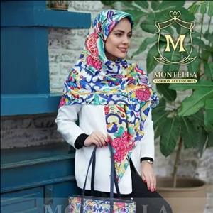روسری نخی زنانه طرح کاشی گلستان شیک و زیبا mo614 