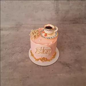 مینی کیک طرح چایی،بسیار شیک مناسب 4نفر با تزئینات فوندانتی 