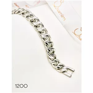 دستبند کارتیر پهن مردانه استیل رنگ نقره ای براق (Silver)