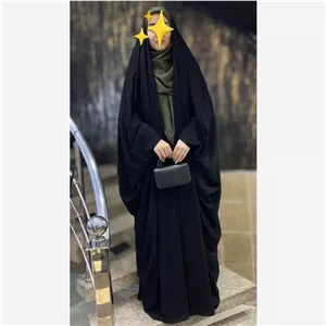 چادر عربی حریر اسود ساده کاملا مشکی و سبک