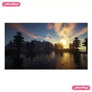 پوستر چسب دار پینکمن طرح بازی ماینکرفت طلوع آفتاب Minecraft Sunrise 45 Jm