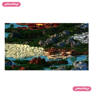 پوستر چسب دار پینکمن طرح بازی ماینکرفت منظره Minecraft Landscape 45 Jm