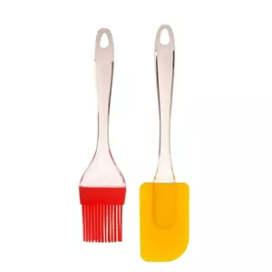 قلمو آشپزی و لیسک سیلیکونی مدل G-578 دسته سیلیکون بدنه شیشه 25x10x1 سانتیمتر 