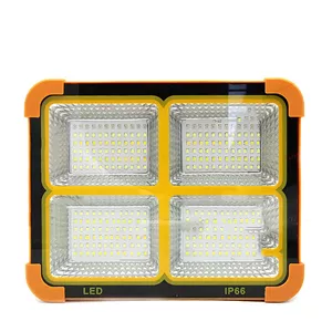 چراغ شارژی کمپینگ پایه دار مدل Solar 1000w (دارای پنل خورشیدی) - نارنجی