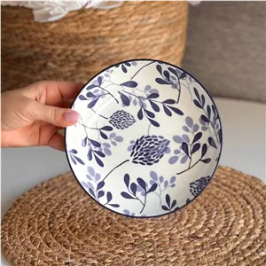 پیش دستی چینی طرح برگ آبی