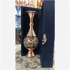 جعبه جیر گلدان مس الماس تراش نقره کوب بزرگ