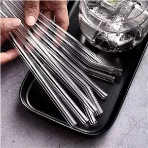 نی شربت خوری شیشه ای 6عددی