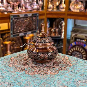 دخل بزرگ مس نقره کوب الماس تراش امیر کوهی - صنایع دستی اصفهان - هدیه لوکس مدیران، خانه نو، جهیزیه، دکور بوفه و میز عسلی