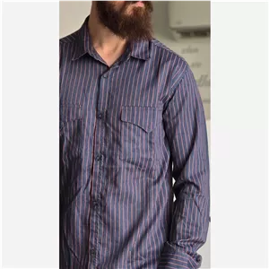 پیراهن جین آستین بلند دو جیب مردانه پارچه جین کاغذی کشی سایز M تا XXL