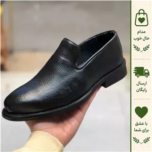 کفش چرم مجلسی مردانه طرح کالج رنگ مشکی رخشی تبریز