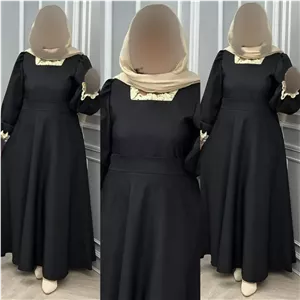 پیراهن زنانه مدل بنین جنس الیزه رنگ مشکی سایز فری 38 تا 46 نفیس