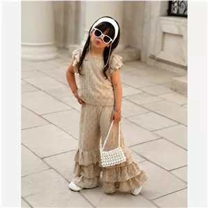 ست تاپ و شلوار دخترانه مجلسی دانتل ترک سایز 3 تا 10 سال