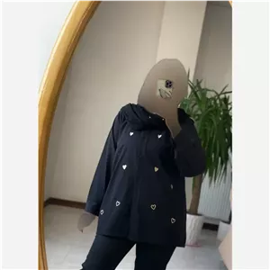 مانتو قوارهدار زنانه طرح قلب گلدوزی شده جنس ویسکوز نخ رنگ مشکی سایز فری 40 تا 48