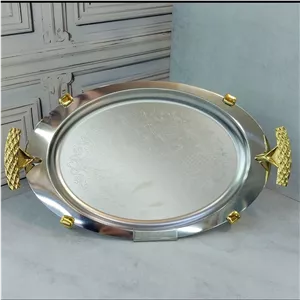 سینی پذیرایی استیل پایه دار بیضی ریور