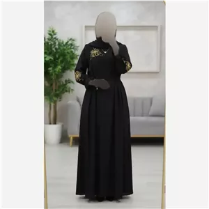 عبا زنانه مدل فرناز جنس الیزه گرم بالا فری سایز رنگ مشکی