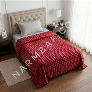 پتو یک نفره نرمینه مدل نگین (زرشکی)