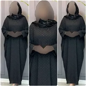 عبا افسانه کرپ الیزه مشکی نگین دار فری سایز