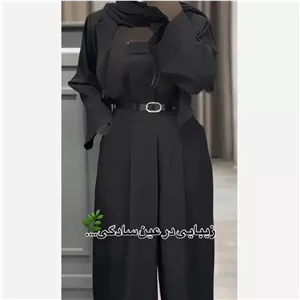 ست دوتیکه کت و اورال زنانه جنس کرپ مازراتی رنگ مشکی