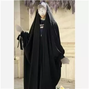 چادر جده پاپیونی مشکی جنس کرپ حریر الاسود