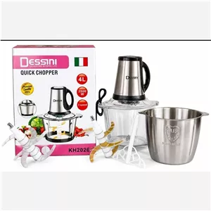 خردکن دوکاسه دسینی- ظرفیت 4+4 لیتری 6+4 تیغه تیتانیوم طلایی همراه با همزن - قدرت 2500W وات مدل KH2026