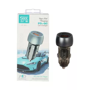 شارژر فندکی PD و فست دو پورت Power Soul مدل SP-001 - مشکی DST (گارانتی شش ماهه)
