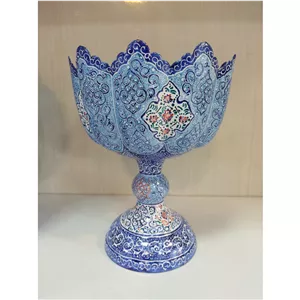 کاسه پایه دار مینا کاری اثر استاد پاینده 