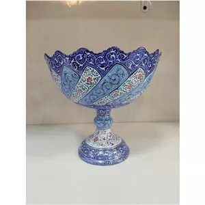 کاسه پایه دار مینا کاری صادراتی اثر استاد پاینده 