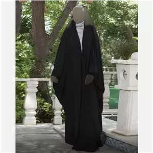 چادر جده عربی اصیل جنس کرپ حریر الاسود مشکی در سایزبندی متنوع