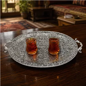 ظروف ملیله کاری سینی بیضی بزرگ