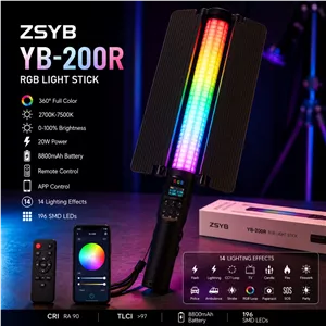 نور باتوم لایت RGB مدل ZSYB YB 200R RGB tube light شیدر دار (مناسب تولید محتوا،عکاسی، فیلمبرداری ،نور بکگراند و ..)