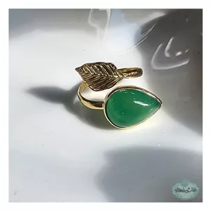 انگشتر برگ عقیق اشکی زنانه دست ساز 