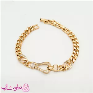 دستبند زنانه ژوپینگ طلایی مدل فرد Fred نگیندار کد 7991