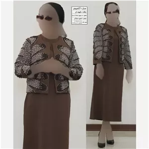 کت و سارافون زنانه مدل آرتمیس جنس سوپر مازراتی با خرجکار نگین و مروارید