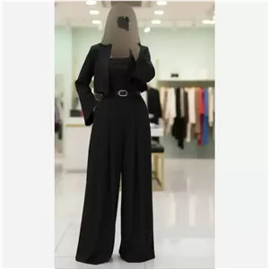 ست کت و اورال زنانه مدل سودا جنس مارراتی نخ توییست رنگ مشکی سایز 38 تا 48