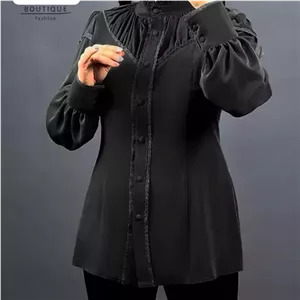 شومیز مشکی الیزه مدل سینه چین