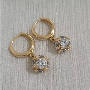 گوشواره دایره طرح جواهر کد 15632
