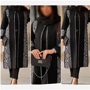 مانتو بلند زنانه داکرون تافته فرزانه مشکی