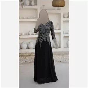 پیراهن ماکسی زنانه سایز بزرگ کرپ حریر نگیندار مدل دلبر رنگ مشکی و سبز